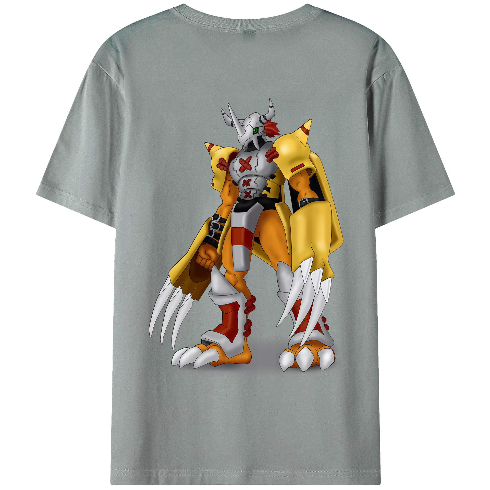 （画像用） Digimon デジタルモンスター/デジモン 綿100％ メンズ半袖Tシャツ（バックプリント） 通気性